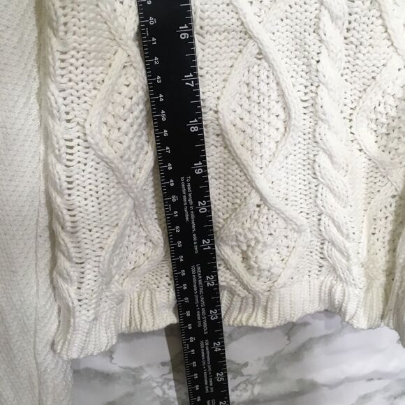 VINTAGE CABI CHUNKY CABLE KNIT LONG SLEEVE OPEN CARDIGAN SWEATER‎ WHITE MEDIUM - Picture 8 of 11